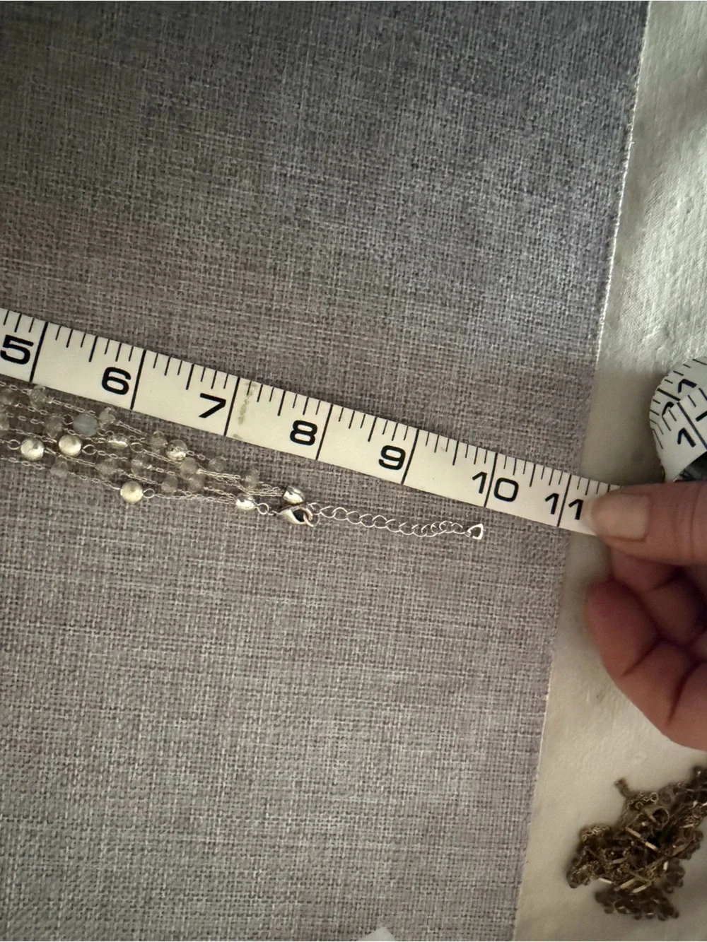 Silver Tone Layered Necklace with White and Opalite Beads and Glass Pendant